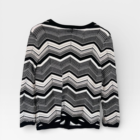 White House Black Market Chevron Cardigan in Black, White and Tan - Picture 8 of 8